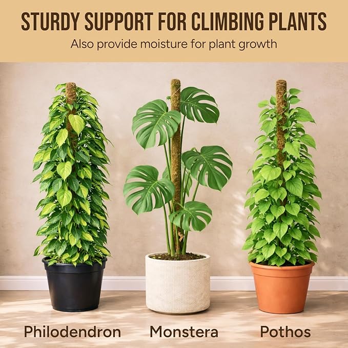 Craft911 Moss Pole Monstera Plant Support – 48” Bendable Moss Pole Monstera Plant Support, Plant Stakes for Indoor Plants, Tall Plant Sticks Support for Climbing Plants