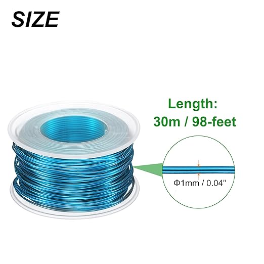 HARFINGTON Bonsai Wire Anodized Aluminum Training Wire Roll 1mm/18 Gauge 98ft Length Bendable Bonsai Tree Kit for Garden, Horticulture, Landscape, Planting, Sky Blue