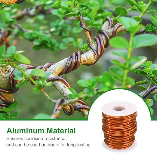 HARFINGTON Bonsai Wire Anodized Aluminum Training Wire Roll 3mm/9 Gauge 33ft Length Bendable Bonsai Tree Wire for Garden, Horticulture, Landscape, Planting, Reddish Orange