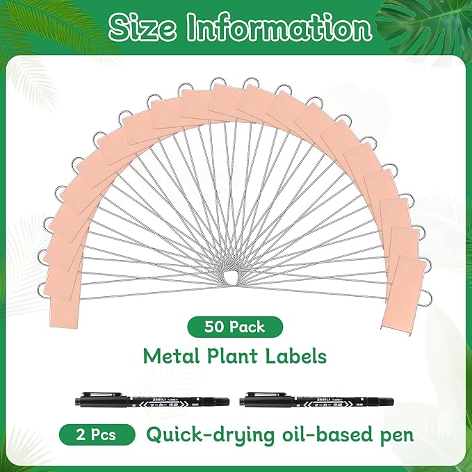WSICSE 50-Pack Metal Garden Plant Labels, 10.6" Waterproof Garden Markers with Pen Reusable Nursery Tags for Vegetables Flower Seed Greenhouse