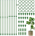 20 Pcs Plant Support Stakes, Garden Stakes for Indoor Plants, Tall Adjustable Plant Sticks with 20 Clips and 10 Connectors for Monstera, Tomato, Vine Potted Plants