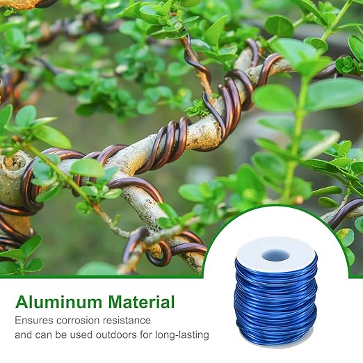 HARFINGTON Bonsai Wire Anodized Aluminum Training Wire Roll 2.5mm/10 Gauge 66ft Length Bendable Bonsai Tree Wire for Garden, Horticulture, Landscape, Planting, Blue