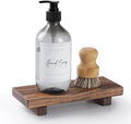 Wood Pedestal Soap Stand, Farmhouse Wood Riser, Soap Dish Holder/Tray Counter Decor for Bathroom Kitchen, Rustic Candle Plant Holder, Display Rectangular Decorative (Antique Walnut)