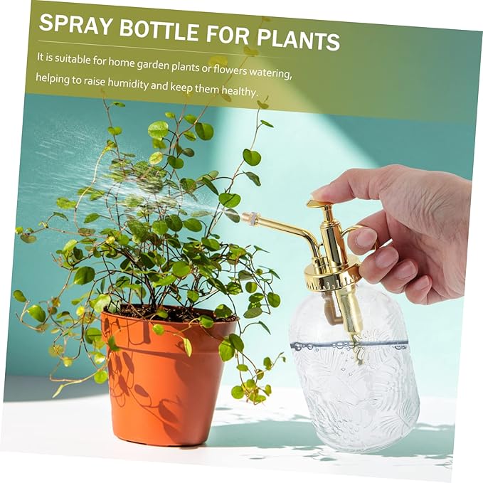 Hemoton 350ml Glass Watering Pattern Small Spray Bottle for Indoor Plants Continuous Mist Sprayer for Gardening and Home Use