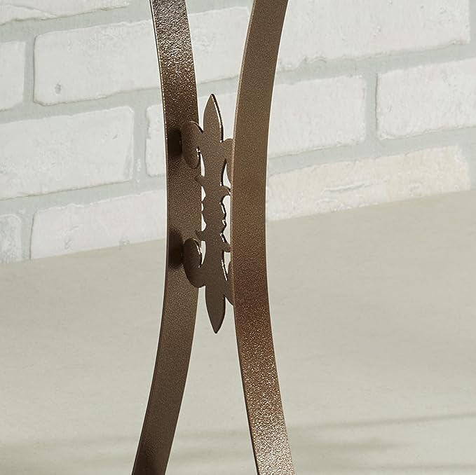 Floret Personalized Metal Planter Stand | Indoor, Porch, Patio, or Outdoor Use | Custom Family Last Name or House Address Numbers | Gold and Bronze Durable Finish | Raised Planter Stand