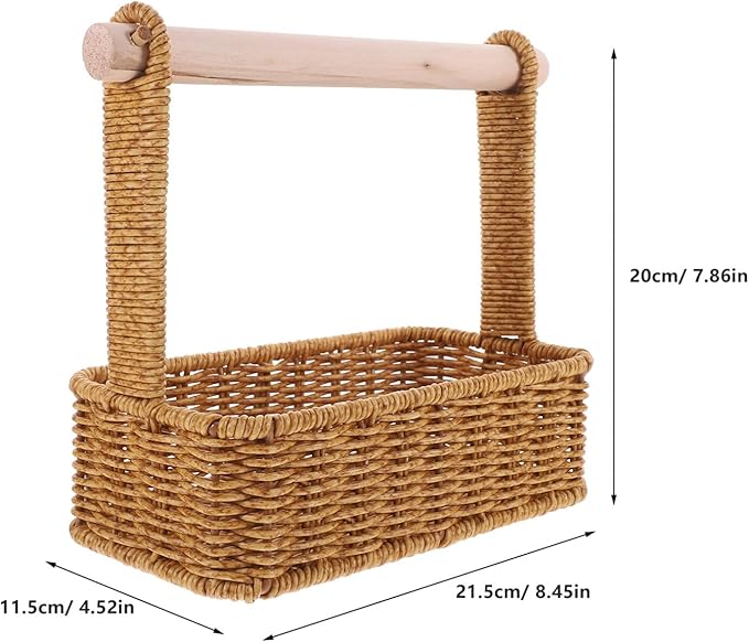 Alipis Wicker Storage Baskets Wicker Planter Basket Seagrass Baskets Basket with Handle Tissue Baskets Candy Storage Bins Bread Shopping Imitation Rattan Napkin Holder