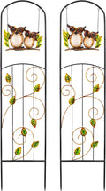 Solar-Powered Iron Plant Trellis with Lights,Voumsil Outdoor Garden Climbing Plant Support, Weatherproof Metal Stake for Vine Roses, Decorative Solar Lighting for Patio, Yard (Metallic Color 2 PCS)