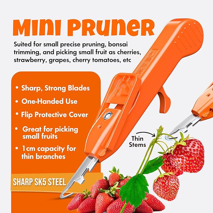 Mini Pruner Pro - 1cm/0.4 inch Precision Pruning & Fruit-Picking Snips with Protective Flip Cover