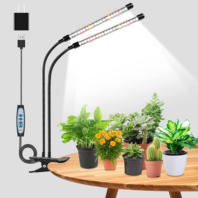 wolezek Grow Lights for Indoor Plants, 6000K 40 LEDs Full Spectrum Plant Grow Lights Indoor, White Grow Lamp with Clip, Auto ON & Off Timer 6/12/16H, 3 Modes, 5-Level Dimmable Brightness