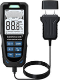 Pinless & Pin-Type Moisture Meter for Wood, Drywall & Concrete – Digital Moisture Tester Audible Alarm & HOLD Function – Ideal for Firewood, Lumber, Home Inspections