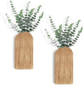 Dahey Wood Wall Planter Vase with Artificial Eucalyptus, 2 Pack Hanging Planter for Indoor Fake Plants Modern Boho Farmhouse Wall Art Decor for Bathroom Bedroom Kitchen Office Home Decoration, Natural