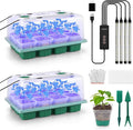 BlumWay Seed Starter Tray with Grow Light,24 Pack 2.9 inch Reuseable Clear Nursery Pots with Silicone Base/Humidity Dome for Deep-Rooted Seedlings,Adjustable Timed Light Plant Starter Set