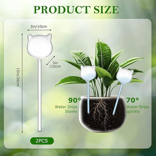 2-Pack Star-Shaped Glass Self-Watering Globes for Indoor Outdoor Plants – Automatic Irrigation Decorative Watering Bulbs for Garden Flower Pots, Patio, Home Decor (Cat)