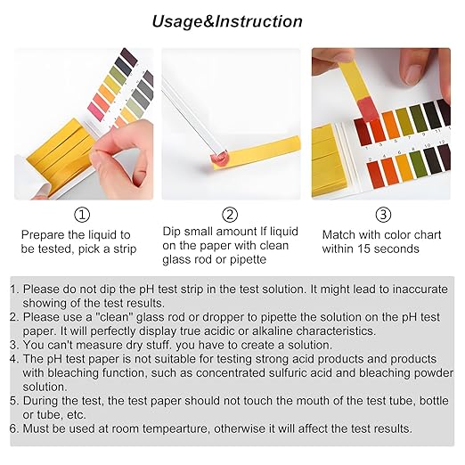 6 Pack pH Test Strips Universal pH 1-14 Litmus Test Paper 480 Strips for Saliva Urine Water Soil and Chemistry Experiments