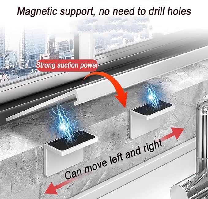 Window Sill Extender 24x10in Carbon Steel Ledge Plant Shelf Countertop Extension Board with Magnetic Base for Kitchen, Bathroom Office Organization