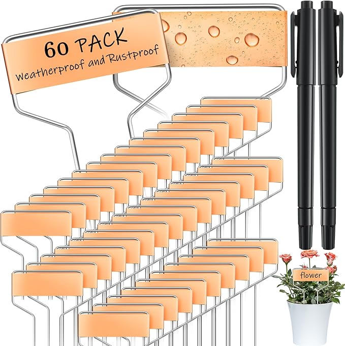 Moxweyeni 100 Pcs Metal Garden Tags Plant Labels for Garden Waterproof Plant Markers with 2 Permanent Pen Planting Nursery Tags Reusable Labels Stake for Plants (Copper,4 Inch)