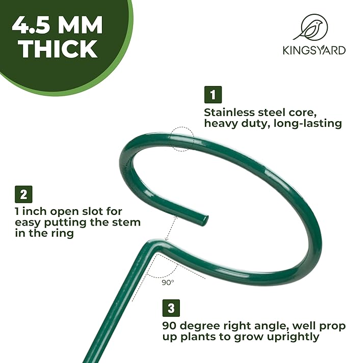 Kingsyard 36 Inch Plant Support Stake - 20 Pack, 4.5mm Thick All Metal Garden Plant Stakes Plant Prop for Single Stem Flowers Dahlia Lily Rose Peony Hydrangea Tomatoes Sunflower Gladiolus