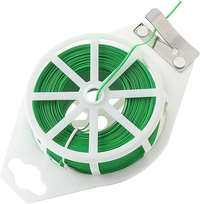 Plant Ties 492 Feet Green Garden Twist Ties with Built-in Cutter Plant Garden Twine Wire for Gardening Climbing Plants Support Indoor Outdoor Office Home Cable Organization Rustproof Flexible Reusable