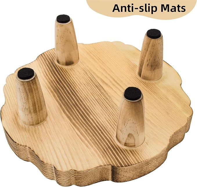 Covzoe 2 Pack Mini Wood Pedestal Stand, 8.5 Inch Small Plant Risers for Decor, Farmhouse Plant Stool Display Stand, Footed Pedestal Tray Plant Holder for Candles, Soap, Garden, Patio, Home, Kitchen, Bathroom