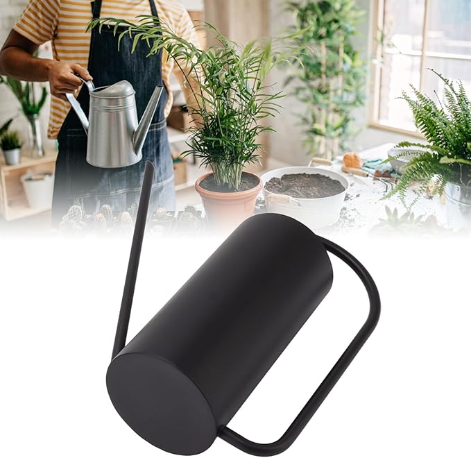 Plants Watering Can - 1500ml Large Capacity Stainless Steel Kettle for Indoor Outdoor Bonsai Plants and Garden - Long Spout Gardening Supplies (Black)
