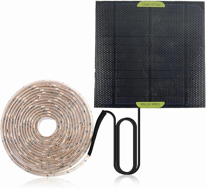 Yeory Solar Powered Grow Lights, 16.4ft Plant Light Strip with Solar Panel Full Spectrum Grow Lights, Heat Lamp for Outdoor Indoor Garden Greenhouse Supplies