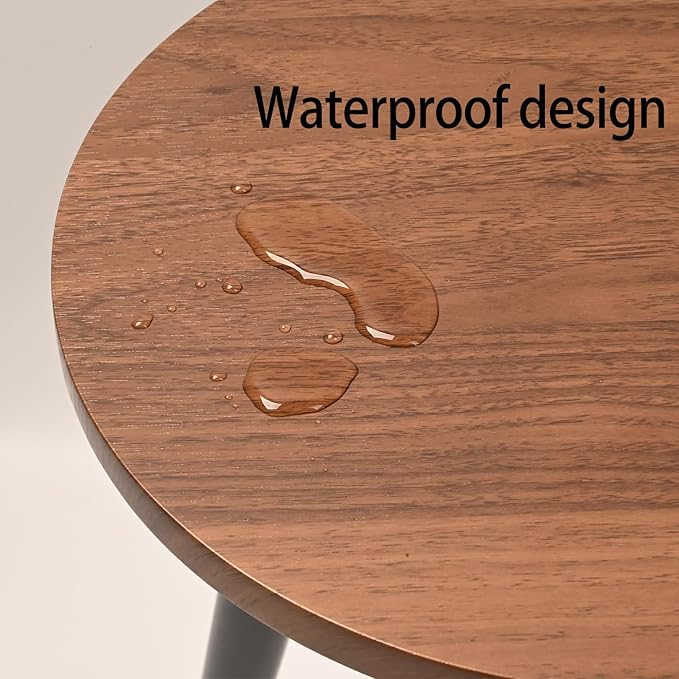 KGPLOME Indoor Plant Stand,Wood Mid Century Plant Table in Walnut Finish,Tall Plant Stand for Flower Pot,Modern Round Small Side End Table(Walnut (no Raised), 12"x10.8" 2 Pack)