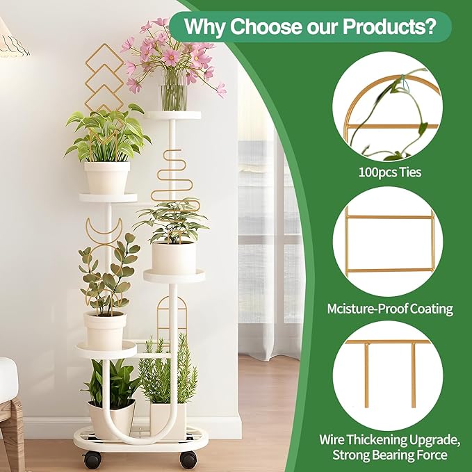 Wellsign Indoor Plant Trellis for Potted Plants, 16inch Gold Small Trellis for Climbing Plants Outdoor Garden Metal Trellis with Different Patterns for Vine Ivy Flower Plant Support 4 Pack