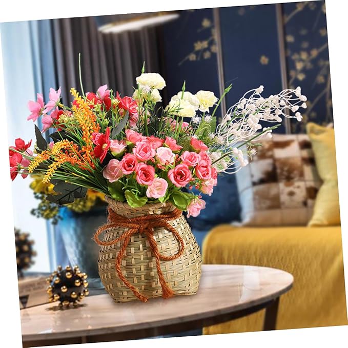 Zerodeko 1pc Handmade Woven Flower Basket Rustic Storage Container for Home Decor Multi-functional Basket for Flower Arranging and Organizing Natural Material Design