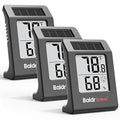 BaldrTherm Humidity Meter Hygrometer, Solar-Powered Room Thermometer Indoor Digital Temperature Sensor Monitor, 2.2''Humidity Gauge for Baby Rooms, Home, Office, 3Pack, Black