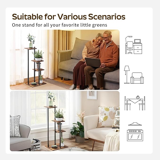 3 Tier Plant Stand Indoor, Tiered Plant Stands for Indoor Plants Multiple, Corner Flower Stand for Living Room, Multi-Layer Vintage Design Plant Shelf