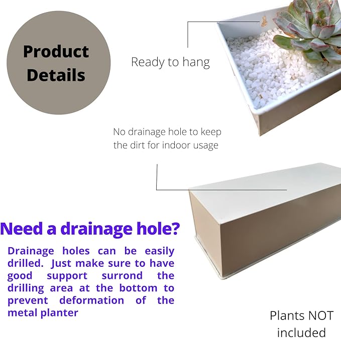 LaLaGreen Wall Planter (3 Pack, 12 Inch) Wall Hanging Plant Holders White, Large Long Rectangular Metal Wall Mounted Flower Pots, Window Sill Planters Box Fence Railings Garden Floating Shelve Outdoor