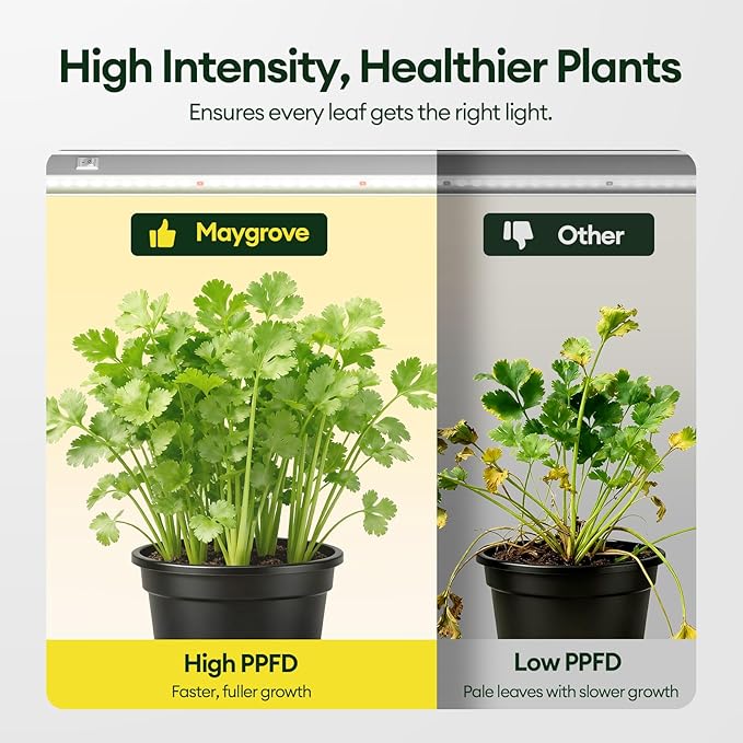 Maygrove T5 Grow Lights for Indoor Plants 2FT, Red-Enhanced Full Spectrum 5000K Grow Light, 60W(4 x 15W), Grow Light Strips for Seed Starting, Greenhouse, High PPFD, Linkable, White, 4-Pack