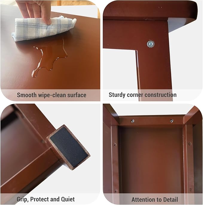 Wooden Step Stool Tall Seat Stool Dining Piano Stool End Side Table Wood Plant Stand Table Indoor Bedside Table Nightstand Flower Pot Stand for Living Room Bathroom Bedroom Kitchen (Coffee)