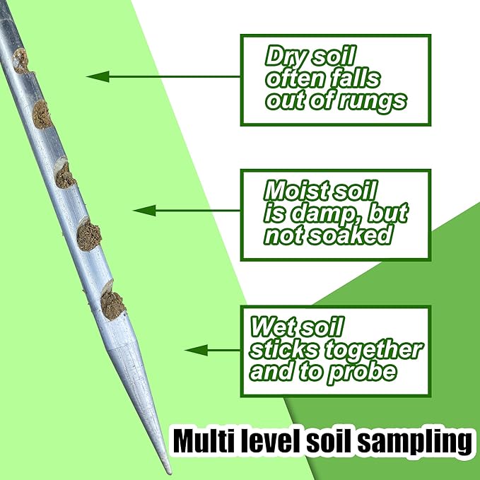 10" Soil Probe for House Plants Stainless Steel Garden Soil Sample Probe No Batteries Required Moisture Meter Soil Probe Rod for Plant Garden Farm Soil Sampling