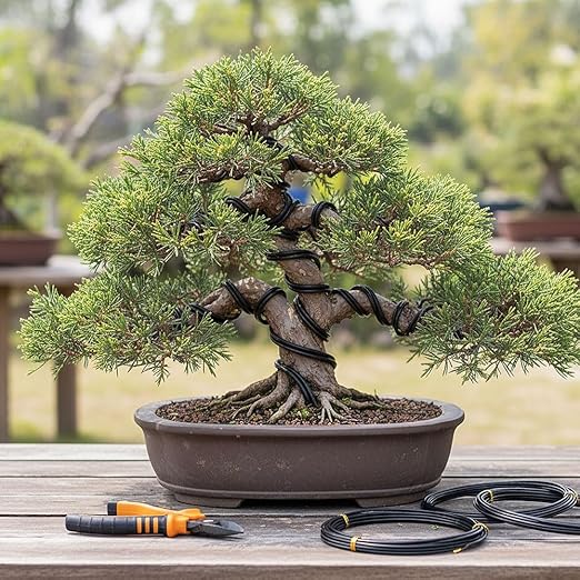 Bonsai Wire, 1 Roll Aluminum Bonsai Training Wires, 33 Feet 1.5mm Plant Training Wires Black Plant Wires Aluminum Wire for Bonsai Tree Training Indoor DIY Crafts