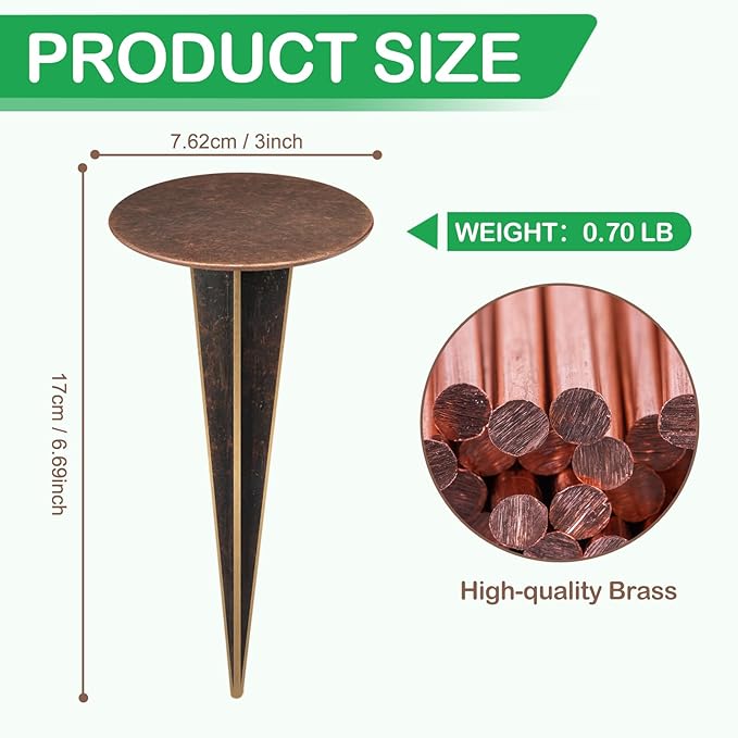 1 Pack Permanent Property Line Markers, 7x3 Inch Boundary Markers for Property Land Survey Stakes Heavy Duty Brass Survey Pin for Home Depot Septic Tank Yard Paver Ground Landscape Surveying