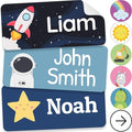 Personalized Name Labels for Kids (210 Labels) - Durable & Waterproof Custom Name Stickers for Clothing Tags, School Supplies, Camp & Daycare - Galaxy (1.2”x0.5”)