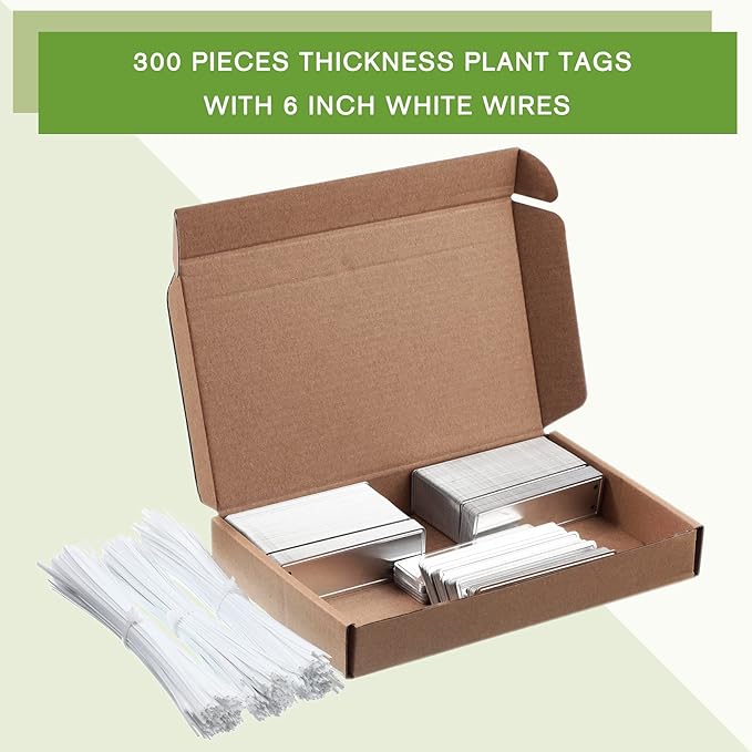 Hotop 300 Pieces Metal Plant Tags with Wires 1 x 3.25 Inches Double Sided Blank Metal Plant Labels Waterproof Aluminum Label Tag for Indoor Outdoor Gardening Nursery Supplies
