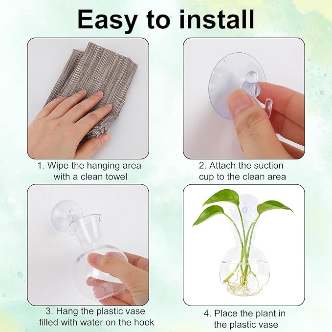 Penitue 8pcs Window Propagation Station, Plastic Bulb-Shaped Plant Propagation Vases with Suction Cups Easy to Install Wall Hanging Planters Window Plant Holder for Indoor Office Home Decor (Clear)