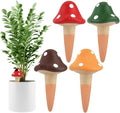 4Pcs Plant Watering Globes, Kalolary Self Watering Spikes Terracotta Drip Water Stakes Irrigation Watering Bulbs for Pot, Indoor, Outdoor, Vacation (Mushroom)