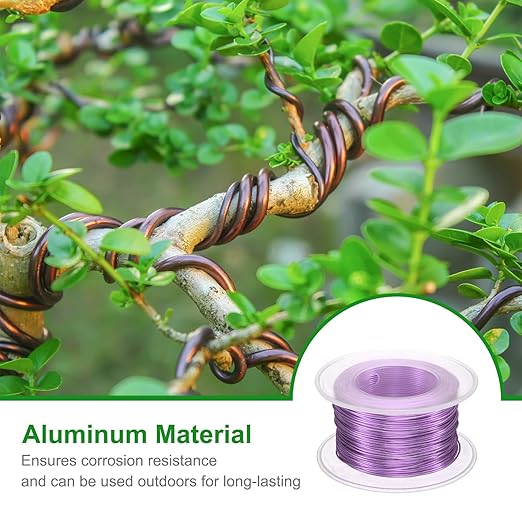 HARFINGTON Bonsai Wire Anodized Aluminum Training Wire Roll 0.8mm Gauge 98ft Length Bendable Bonsai Tree Wire for Garden, Horticulture, Landscape, Planting, Light Purple
