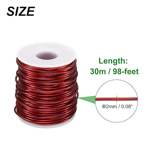HARFINGTON Bonsai Wire Anodized Aluminum Training Wire Roll 2mm/12 Gauge 98ft Length Bendable Bonsai Tree Wire for Garden, Horticulture, Landscape, Planting, Red