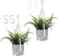Larrel Macrame Plant Hanger, 2PCS Plant Hangers Indoor Hanging Planter Basket with 2 Hooks Wood Beads Decorative Flower Pot Holder for Indoor Outdoor Boho Home Decor