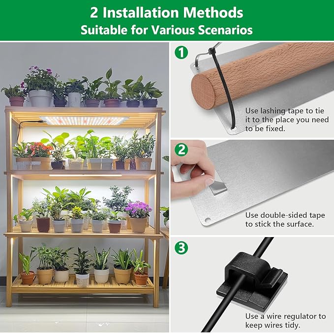 Aumtrly Grow Light, 1104 LED Full Spectrum Plant Lights for Indoor Growing Plants, Grow Lamp for Seed Starting (4 Panel/2 Pack) with UL Adapter, 6/12/16H Timer, 3 Light Modes, 5 Dimmable