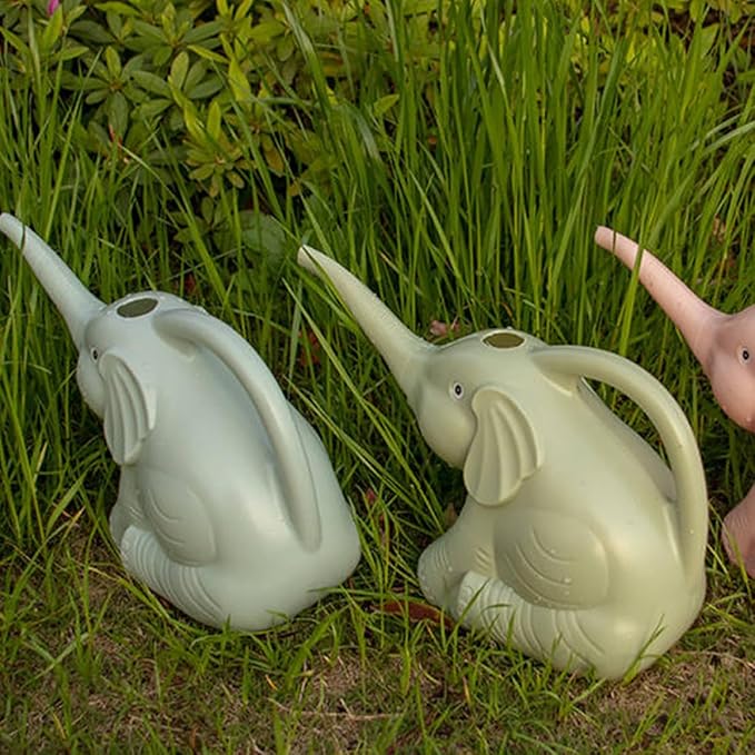 Lurrose 2pcs Long Spout Watering Can Set Elephant Design Watering Pot for Indoor and Outdoor Plants Household Garden in Blue