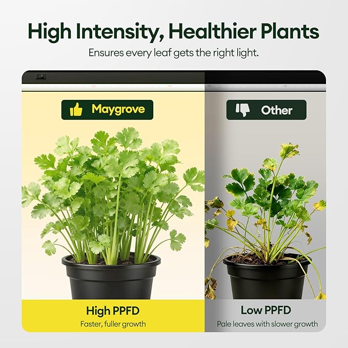 Maygrove T5 Grow Lights for Indoor Plants 1FT, Red-Enhanced Full Spectrum 5000K Grow Light, 28W(4 x 7W), Grow Light Strips for Seed Starting, Greenhouse, High PPFD, Linkable, Black, 4-Pack