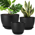 YNNICO Plant Pots 12/10/9 inch Set of 3, Flower Pots with Multi Mesh Drainage Holes, Large Planters for Indoor Outdoor Garden Plants and Flowers. (Black)