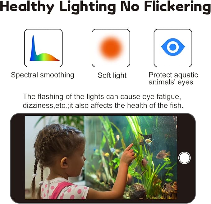 WaterRebirth Wireless Remote Full Spectrum Aquarium LED Light Strip - Ultra-Thin Design with Timer & RGB Modes for Fish Tank Plants (24-30”)