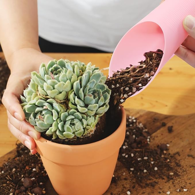 3 Pcs Bonsai Soil Scoops Plastic Garden Shovels Garden Tool, Colorful Mini Potting Scoops for Plant Succulent, Lightweight and Stable Design for Easy Gardening and Transplanting Tasks