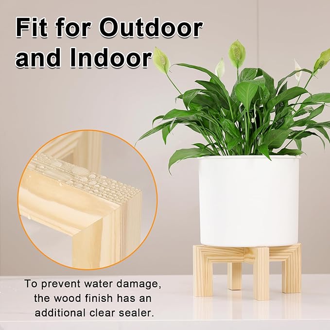 Vigordream Plant Stand, Indoor/Outdoor Wood Plant Holder, Single Flower Pot Stand, Sturdy Planter Stands, Fit 5-12 Inch Pots